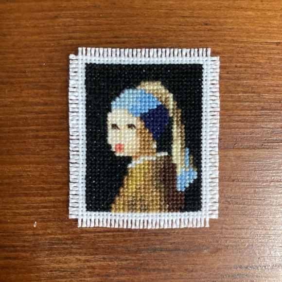 Vermeer’s “Girl with a Pearl Earring” Mini Art Cross Stitch - Picture 2 of 5